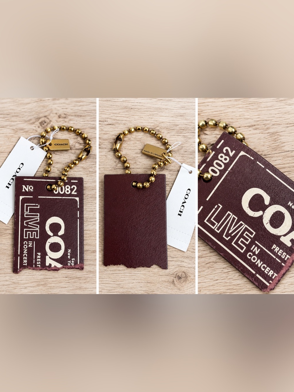 Coach Concert Bag Charm-Merlot/Brass
